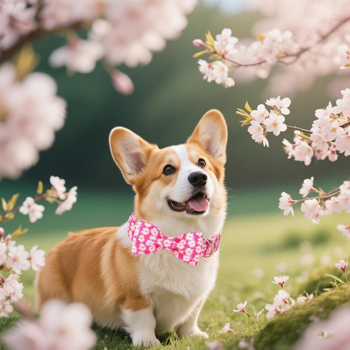 Unique style paws Cartoon Dog Collar with Bow Spring Summer Collar with Flower Rose Daisy for Small