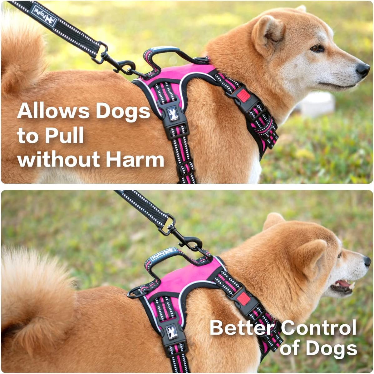 PoyPet No Pull Dog Harness, No Choke Front Clip Reflective Dog Vest with Soft Padded Vertical