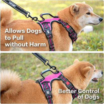 PoyPet No Pull Dog Harness, No Choke Front Clip Reflective Dog Vest with Soft Padded Vertical