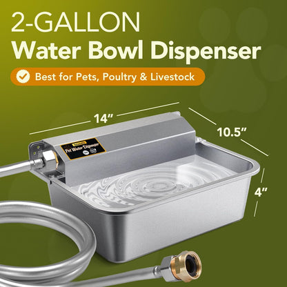 Automatic Water Dispenser for Dogs 2 Gallons, 304 Stainless Steel Dog Water Bowl Dispenser for Farm