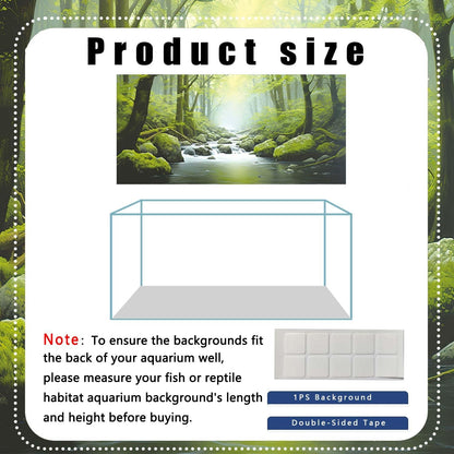 24X16IN Tropical Forest Terrarium Background, Natural Green Forest Tree Reptile Habitat Background