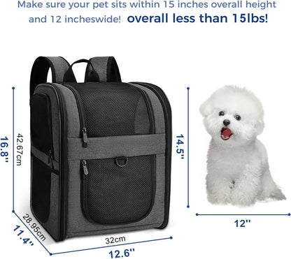 Apollo Walker Pet Carrier Backpack for 4-15lb Cats and Dogs, Puppies, Safety Features and Cushion