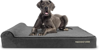 The Dog’s Bed Orthopedic Headrest Dog Bed XXL Grey Plush 54x36, Memory Foam, Pain Relief for