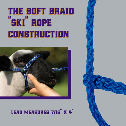 Weaver Livestock Poly Rope Sheep Halter, Modern Style Braid Sheep and Goat Rope Halter, Adjustable