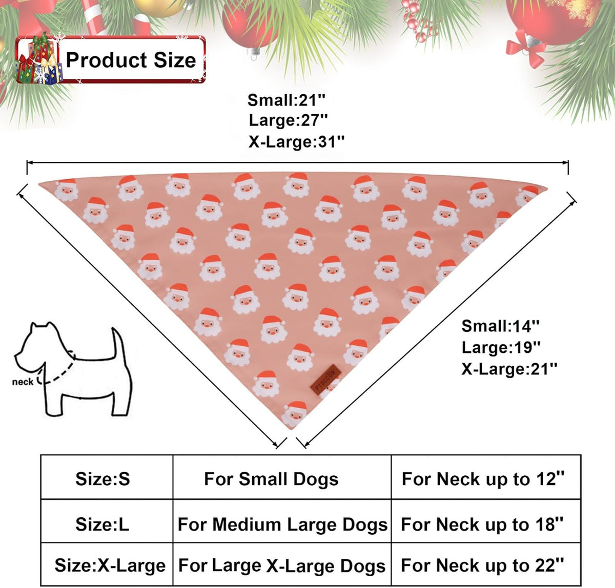 PTDECOR Christmas Dog Bandana, Santa and Snowman Design Reversible Holiday Pet Scarf, Premium