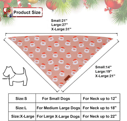 PTDECOR Christmas Dog Bandana, Santa and Snowman Design Reversible Holiday Pet Scarf, Premium