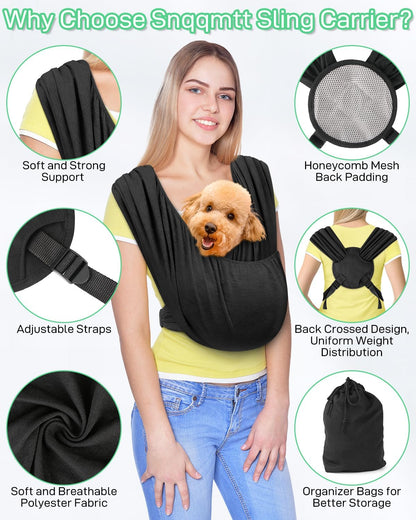 Dog Sling Swaddle Carrier Small Dog Cat Front Facing Carrier for Chest, Hands Free Puppy Carrying