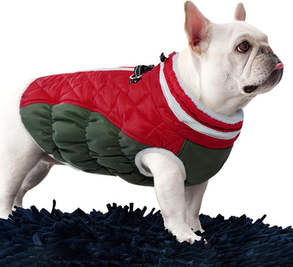 FUAMEY Dog Coat for Large Dogs,Waterproof Dog Winter Jacket with Harness Built in Puppy Cold