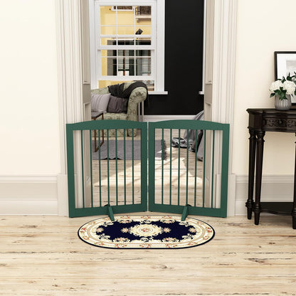Freestanding Pet Gate for Dogs, Foldable Wooden Dog Gate for House, Stairs, Doorways, Step Over Pet