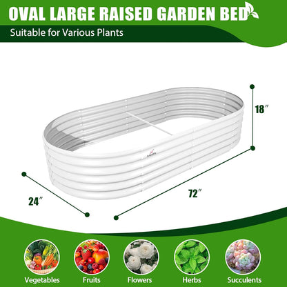 A ANLEOLIFE 6X2X1.5 ft Galvanized Raised Garden Beds Outdoor, Oval Round Metal Planter Box for
