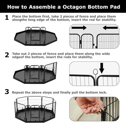 PJYuCien Dog Playpen Bottom Pad, Fits 32 Inch Width 8 Panels Regular Octagon Metal Exercise Pet