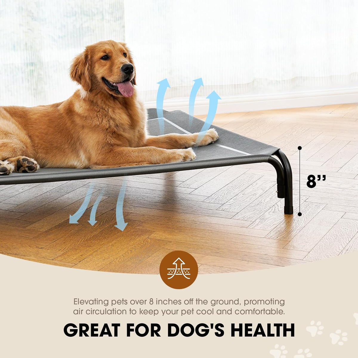 Elevated Dog Bed, Raised Outdoor Dog Bed for Extra Large Sized Dog, Portable Cooling Pet Cot with