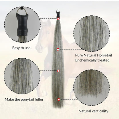 Horse Tail Extension with Braided Horsehair Loop, Blunt Cut Bottom, 3/8 lb, 28-30 inches (Medium
