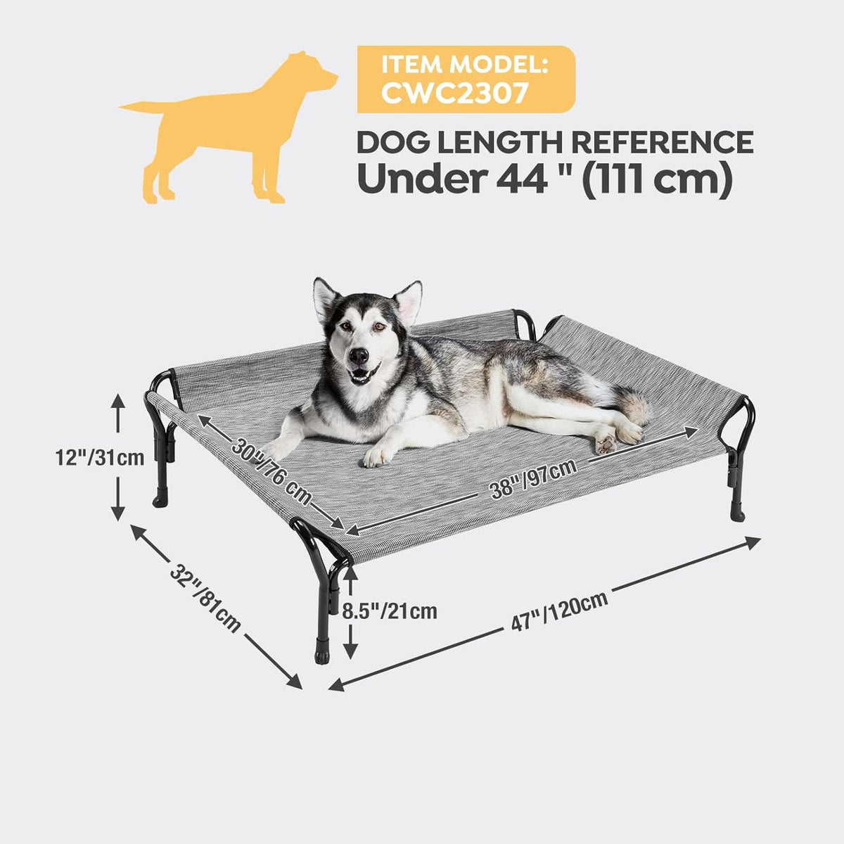 Veehoo Cooling Elevated Dog Bed, Dog Cots for Large Dogs, Raised Dog Bed with Guardrail & Slope