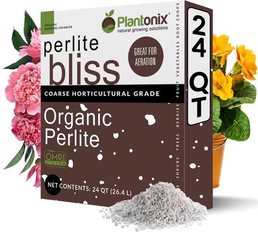 Perlite Bliss (24 Qts) - Organic Perlite for Plants - Coarse Perlite Bulk Soil Amendment - Chunky