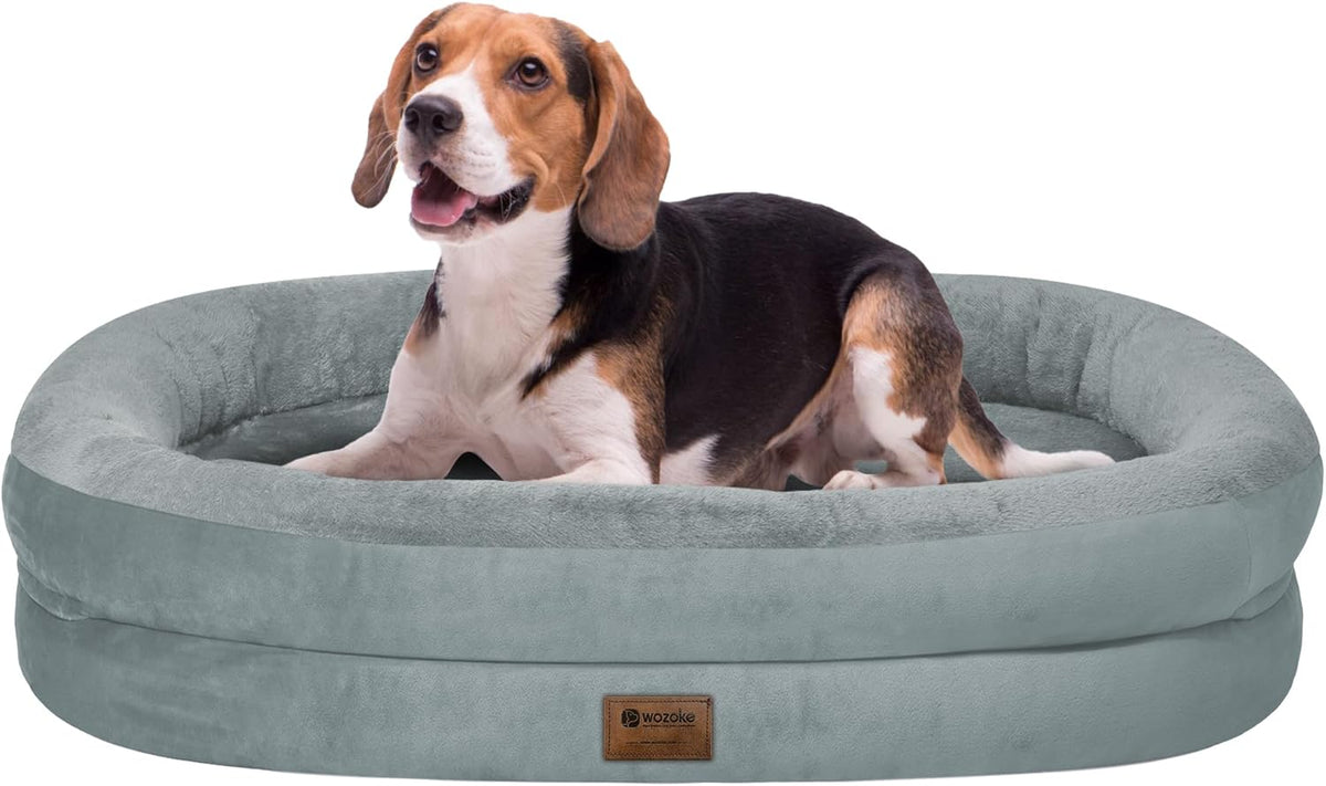 Orthopedic Waterproof Large Dog Bed: Memory Foam Washable Dog Bed with Bolsters - Removable
