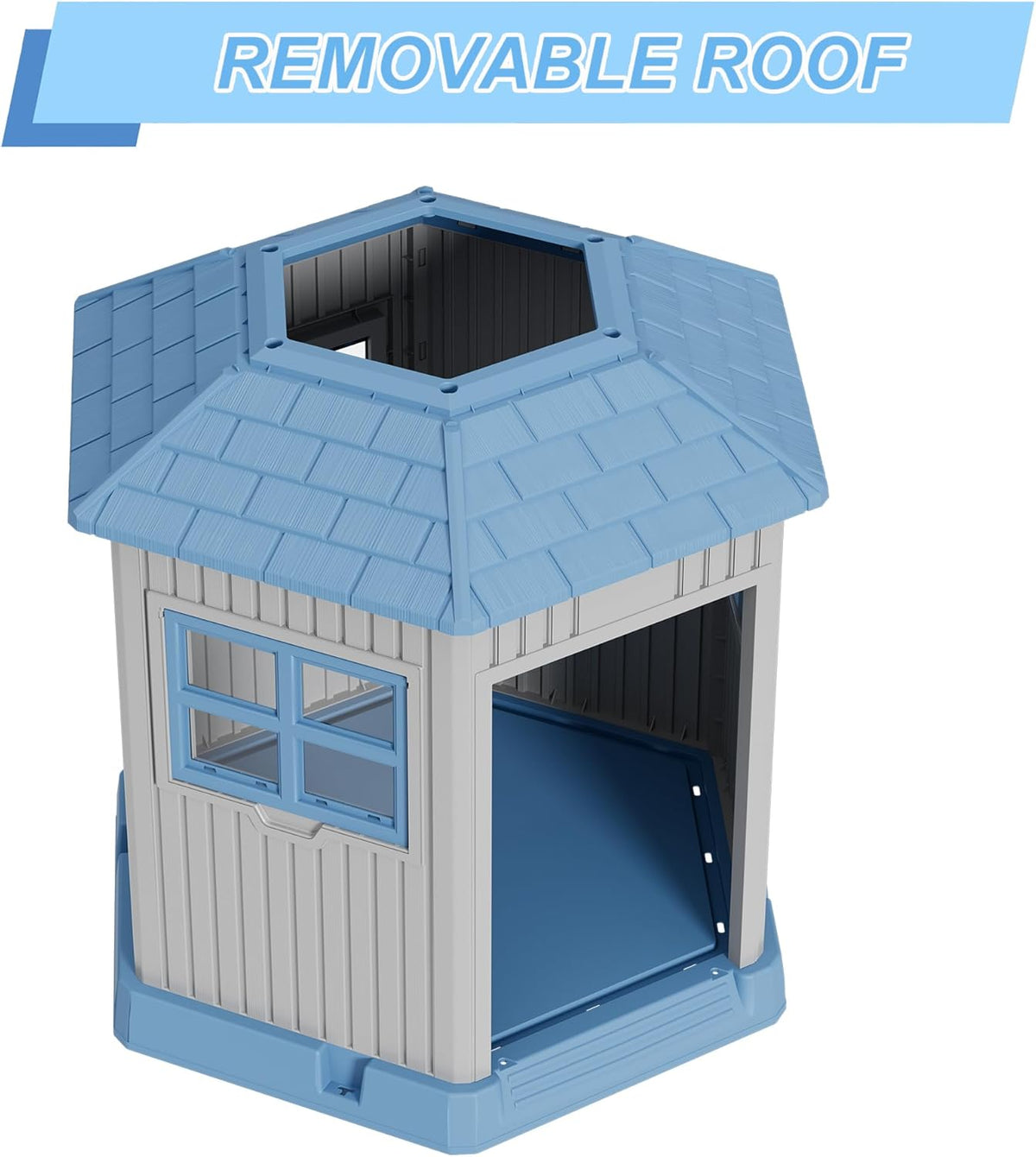 Durable Dog House Indoor Outdoor for Small Medium Dogs, Weatherproof Puppy Shelter with Elevated