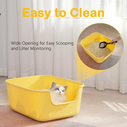 Large Cat Litter Box with High Sides,Cat Boxes for Indoor Cats,Cat Litter Pan for Kitty,Litter Box