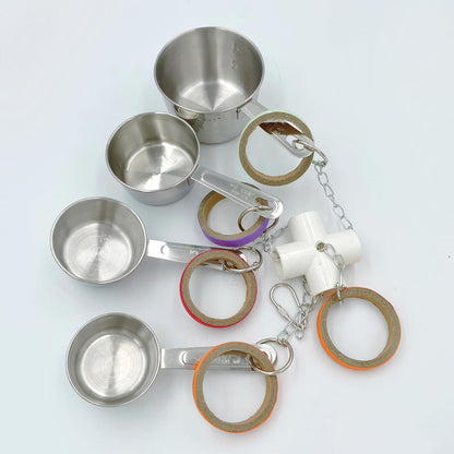 Durable Bird Parrots Pots and Bagel Toys, Pullable Stainless Steel Cup and Cardboard Ring Toys for