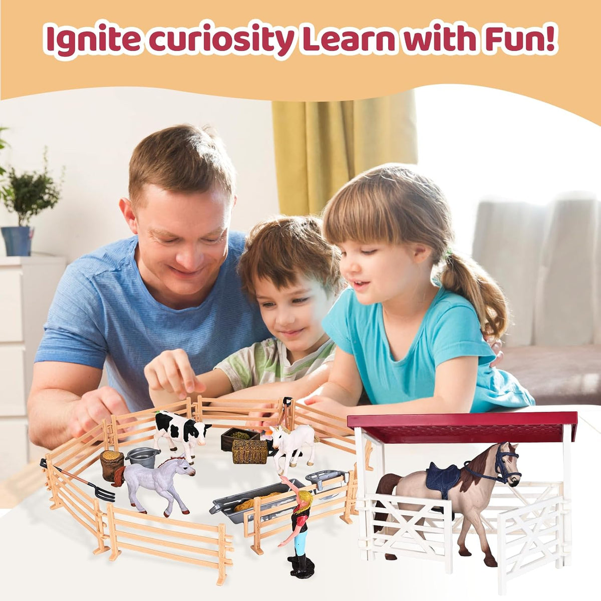 Horse Club Riding Arena 71-Piece, Horse Stable Toys Playset, Farmmer Figures,Farm Animal Figurine