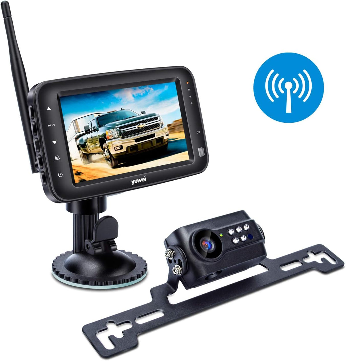 Wireless Backup Camera System, IP69 Waterproof Wireless License Plate Rear View Camera, Night