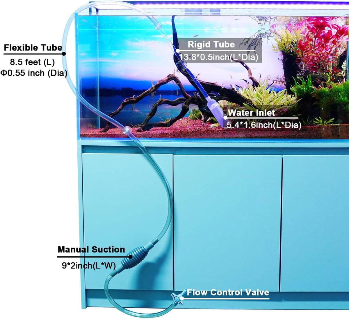 Gravel Vacuum for Aquarium with Fish Tank Cleaning Kit, Aquarium Siphon Sand Cleaner Suitable for