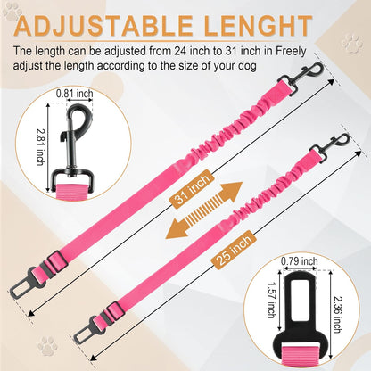 LivTee Dog Seat Belt for Car, Retractable Pet Safety Harness, Adjustable Nylon Dog Seatbelt Leash