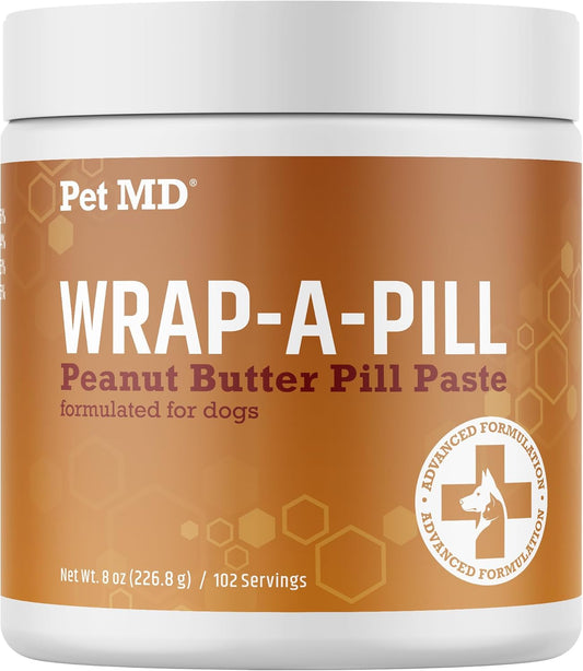 Pet MD Wrap A Pill Peanut Butter Flavor Pill Paste for Dogs - Make a Pocket or Pouch to Hide Pills