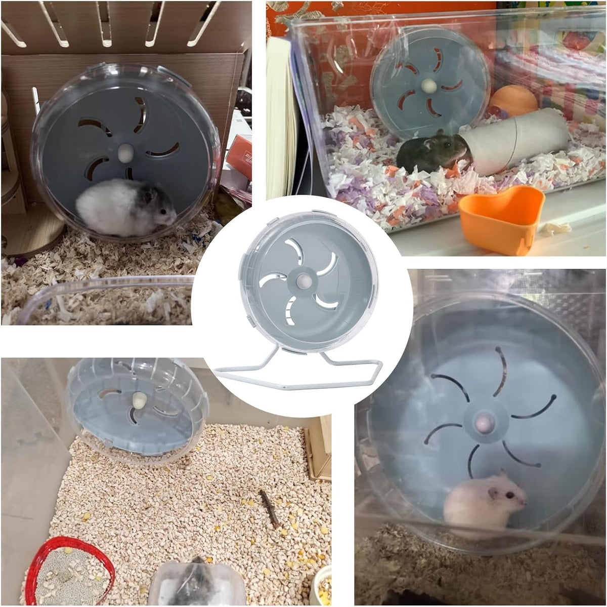 Jeeone Silent Hamster Wheel 7 inch, Hamster Exercise Wheel, Height-Adjustable Hamster Wheel Cage