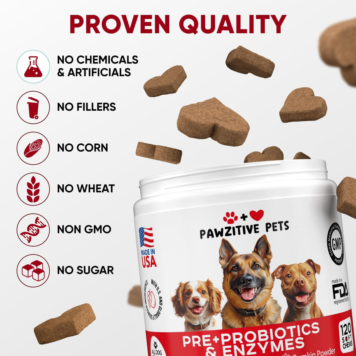 Probiotics for Dogs Digestive Health - Probiotic Chews for Gut Health, Itchy Skin Yeast, Diarrhea