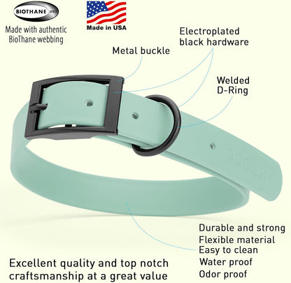 Dogline Biothane Waterproof Dog Collar Strong Coated Nylon Webbing with Black Hardware Odor- Proof