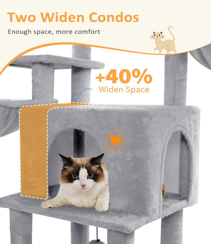 Cat Tree Large Cat Tower Tree 68" Multi-Level Cat Tower for Indoor Cats with Sisal Scratching