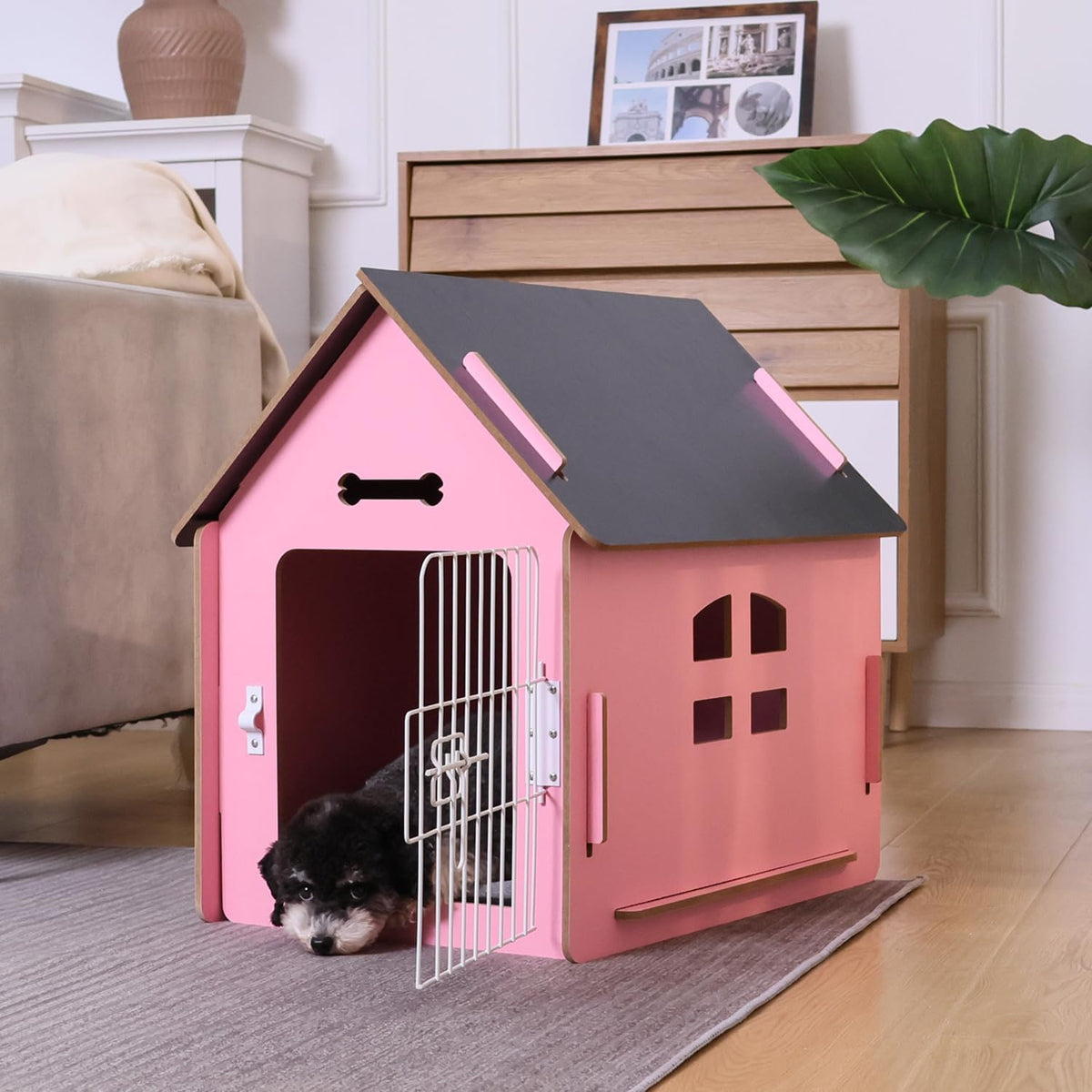 Dog House Indoor for Small Dogs or Cats, Cozy Wooden Design, Small Indoor Bed House, with Air Vents