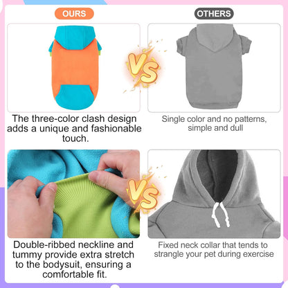 BEAUTYZOO Fleece Dog Hoodie Sweatershirt with Pocket and Leash Hole, Stretchy Small Medium Large