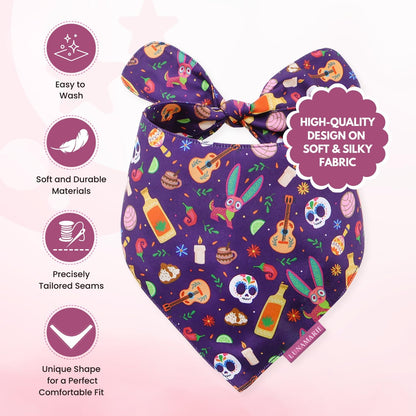 LunaMarie - Luxury Dog Bandanas - Dia De Los Muertos Design | Premium & Silky Poly Fabric | 100%