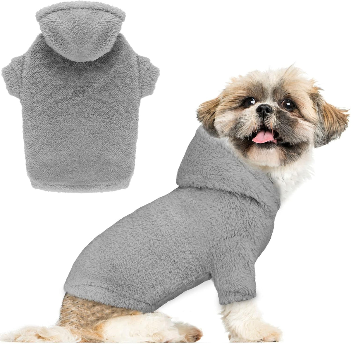 Fuzzy Dog Sweaters for Small Dogs Dog Hoodie Pet Clothes Warm Soft Cozy Coats Hooded Sweatshirt