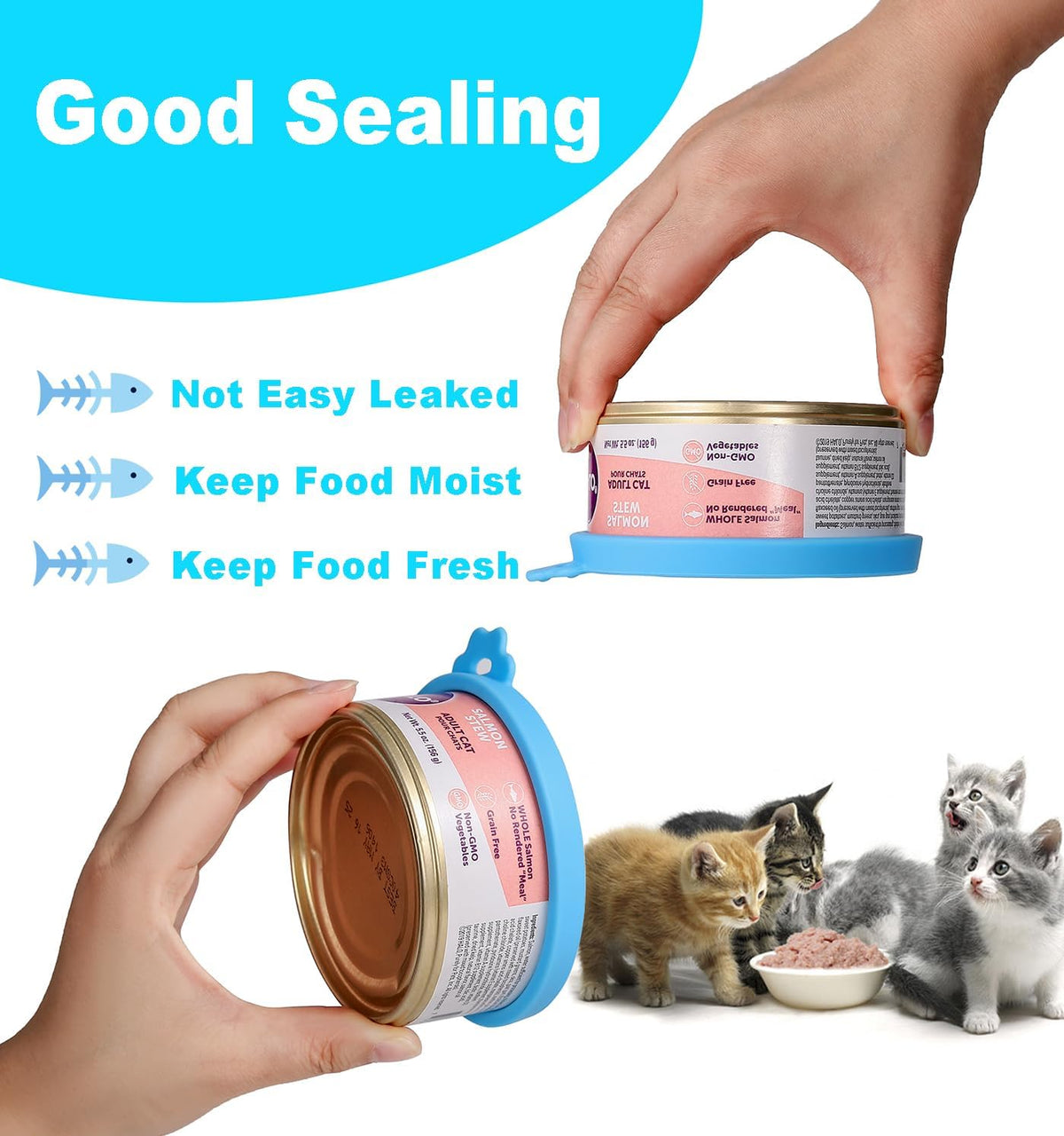 COMTIM Cat Food Can Covers Lids for 5.5 oz Cans, 2 Pack Silicone Cat Food Can Lids for 5.5 oz 5.3