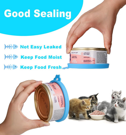 COMTIM Cat Food Can Covers Lids for 5.5 oz Cans, 2 Pack Silicone Cat Food Can Lids for 5.5 oz 5.3