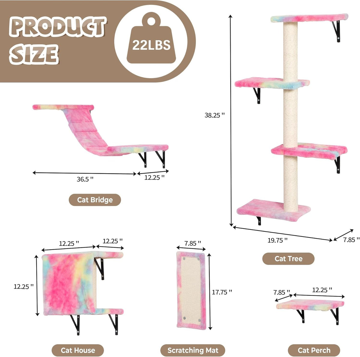 COZIWOW Wall Mounted Cat Furniture, Cat Wall Shelves and Perches, Floating Cat Shelves for Wall Set