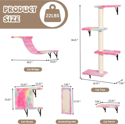 COZIWOW Wall Mounted Cat Furniture, Cat Wall Shelves and Perches, Floating Cat Shelves for Wall Set