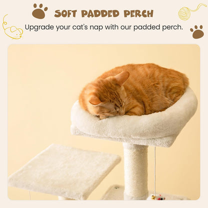 MWPO 63.8 inches Multi-Level Cat Tree for Large Cats with Sisal-Covered Scratching Posts, Padded