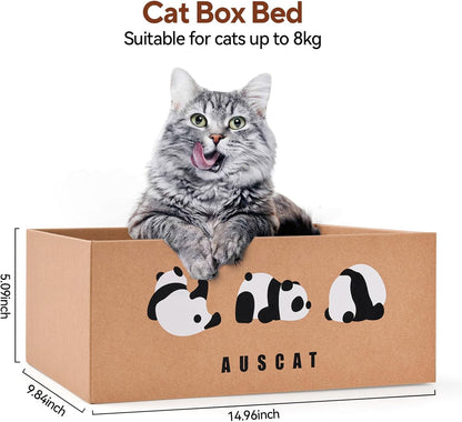 AUSCAT Cardboard Cat Wall Scratcher, 7 cat Scratching Boards with Box, Wall Mounted Cat Scratching
