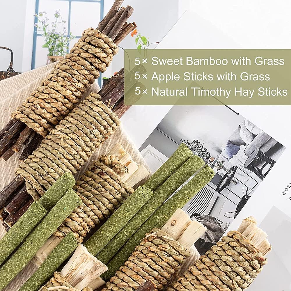 Rabbit Toys, 3 Types Hamster Chew Toys for Teeth Grinding, Improve Dental Health, Best Bunny Toys