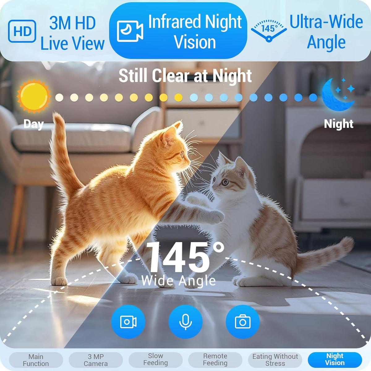 Automatic Cat Feeder with Two HD Camera for 2 Cats: 5G WiFi Automatic Dog Feeder with Night Vision