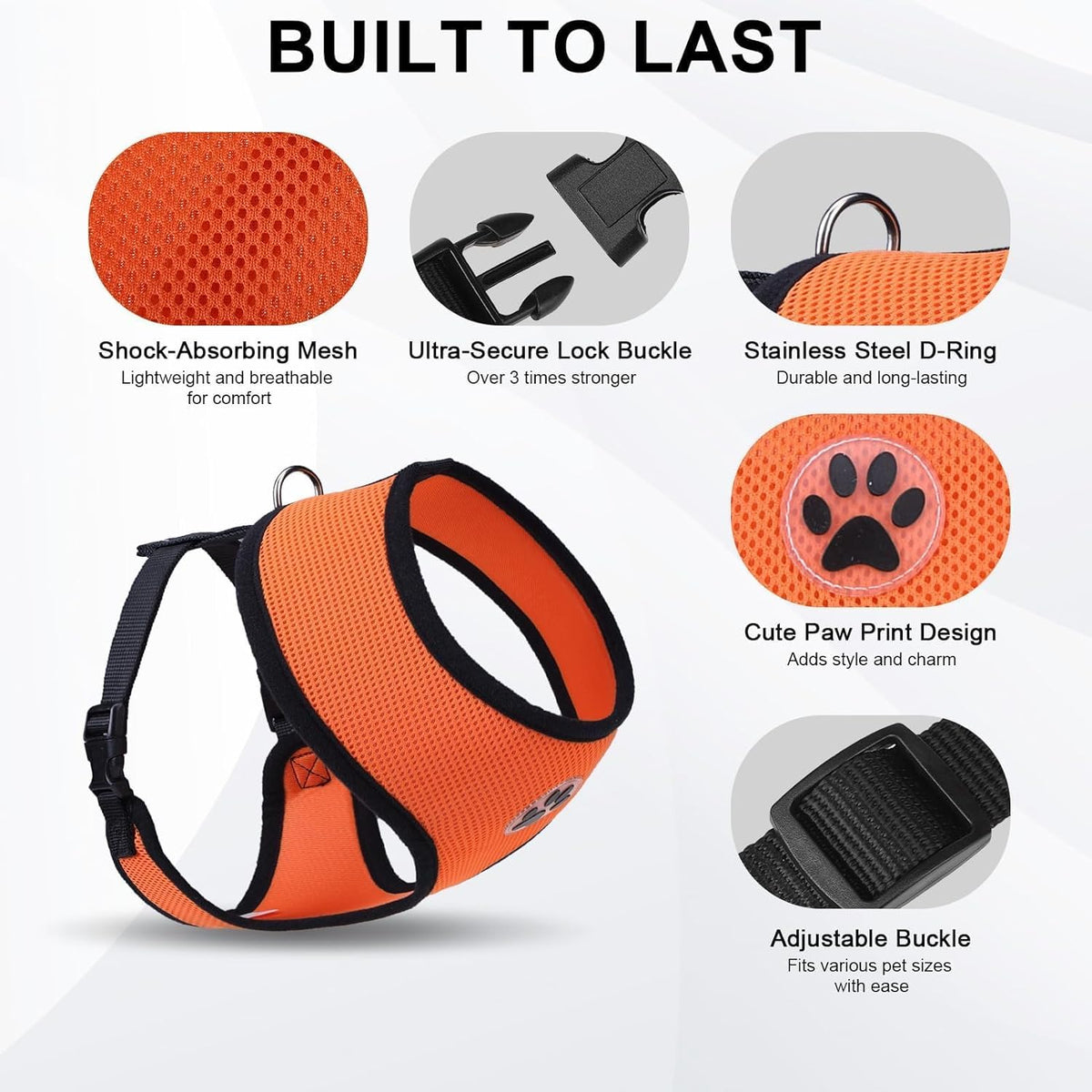 BINGPET No Pull Dog Harness, Soft Mesh Breathable All Weather Vest, Safety Protection Design