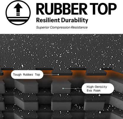 AIRHOP 0.79in Thick 24 Sq Ft Exercise Equipment Mats, 6 Tiles Upgraded Rubber Top with High Density