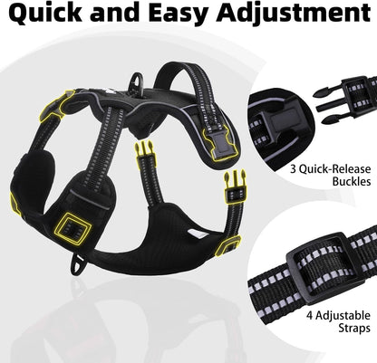 PUPTECK No Pull Dog Harness for Large, Adjustable Reflective Dog Harness with Handle Easy Control