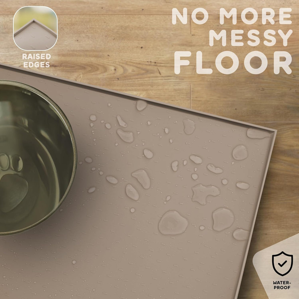 Dog Food Mat - 28x18 Raised Edges Dogs Mat for Food and Water Prevent Spill, Waterproof Cat Food