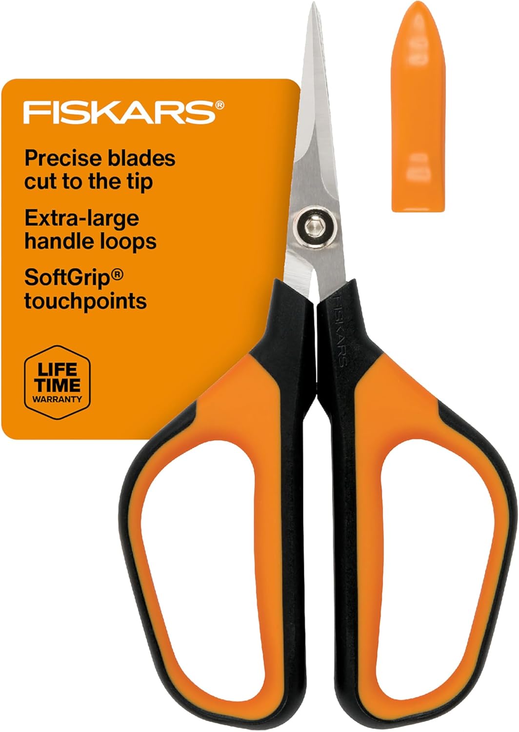 Fiskars Comfort Loop Micro-Tip Pruning Snips - 7" Garden Shears with Sheath and Extra Large