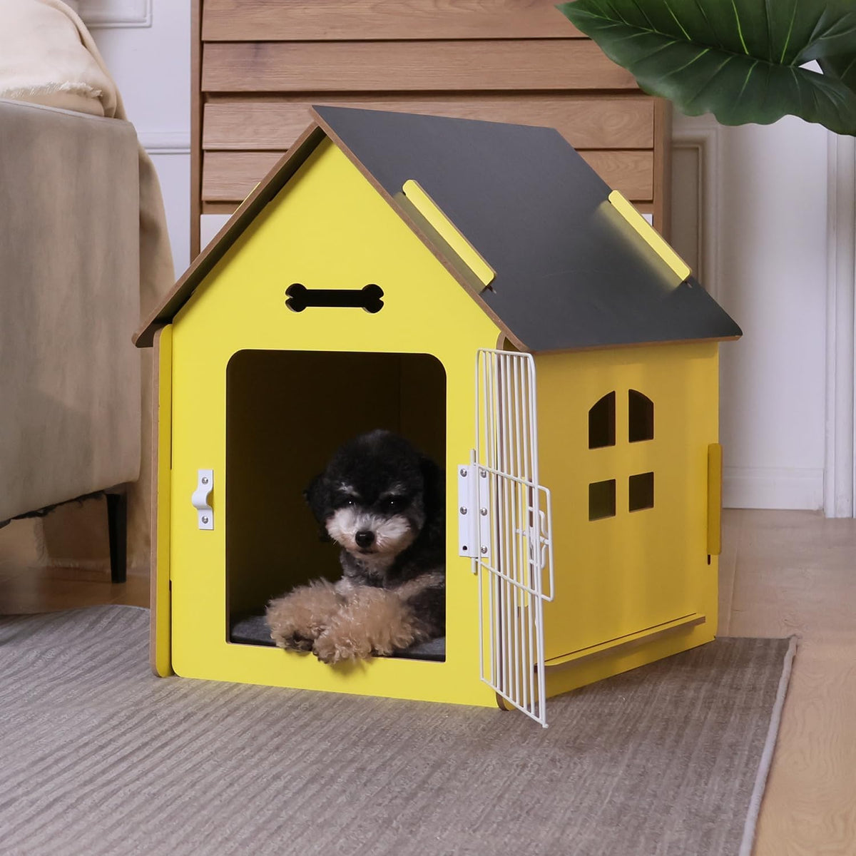 Dog House Indoor for Small Dogs or Cats, Cozy Wooden Design, Small Indoor Bed House, with Air Vents